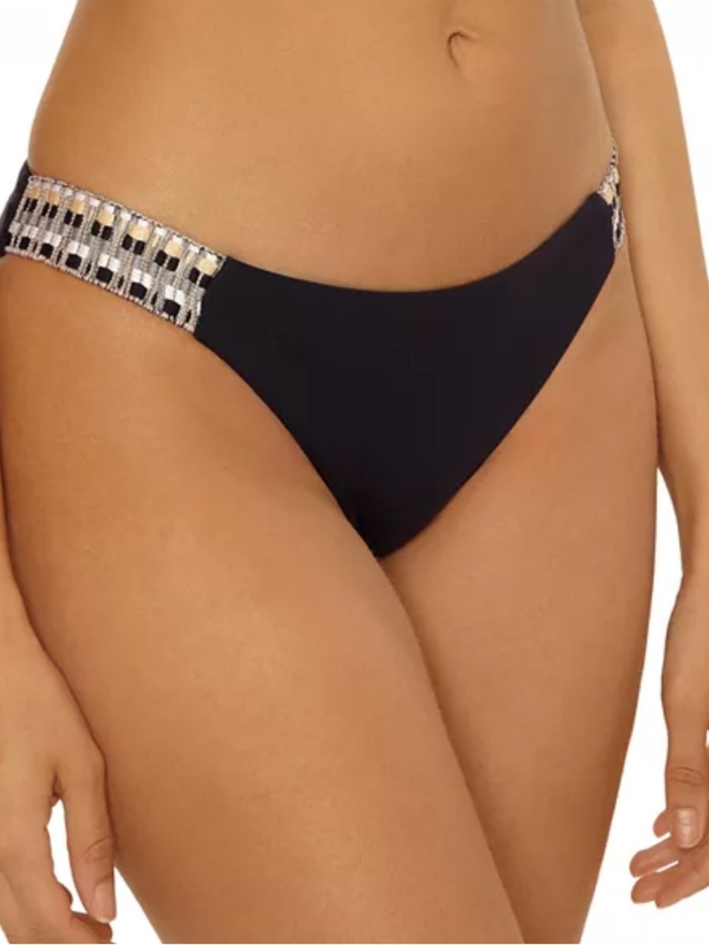 Becca fiesta basket weave trim hipster  Black Bikini Bottom